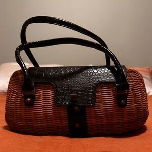 Vintage Wicker Top Handle Purse